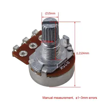 B25k Kratek Gred 15 mm Linearno Pot, Kitara Tonov Potenciometer za Električno Kitaro Komplet 10