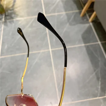 Poligon brez okvirjev Posnetek sončna Očala Za Ženske Luksuzni Oblikovalec Prevelik Retro Moda Odtenki sončna Očala Kovinsko Zlato Prostem UV