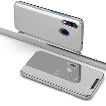 Samsung A405 Galaxy A40, kritje primera, Jasen Pogled, ogledalo učinek, funkcijo stojalo, srebrne Barve