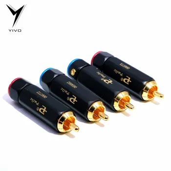 8pcs YIVO Hi-end Hi-fi Non-varjenje Rodij pozlačeni Medenina 62% bakra 9 mm Moški RCA Audio Vtič Priključek Priključek za 4 ~9 mm kabel