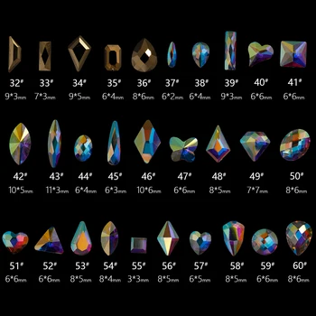 Veliko različnih vrst 3d Bleščice Bela AB pisane Akril Gems Diamant lak za okras, nakit DIY nail art nasveti nalepko 10pcs