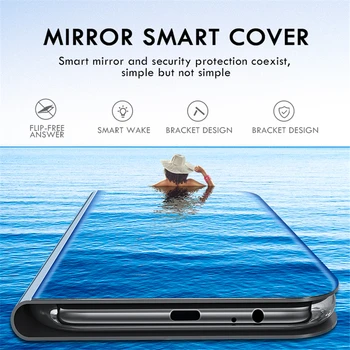 Pametni Telefon Ohišje za Samsung Galaxy J4 J6 J7 Plus A2 Jedro J3 J5 J7 J8 A5 A6 A7 2018 M31 M20 M30 S7 S6 Edge LED Ogledalo, Prikaz Pokrov
